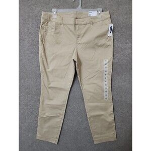 Old Navy Pixie Ankle Chino Pants Womes 16 Beige Mid Rise Cotton Stretch NEW